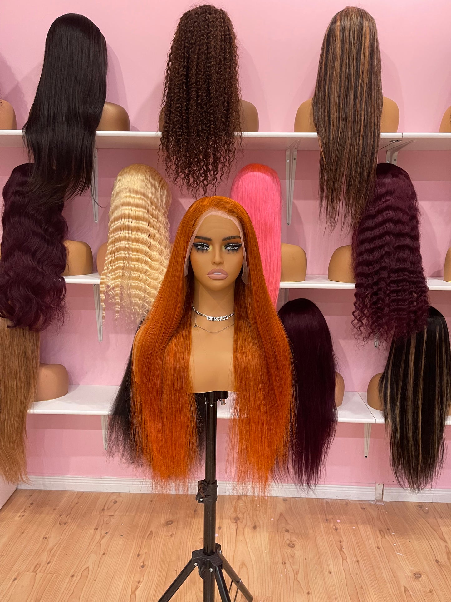 26inch ginger straight full frontal lace wig