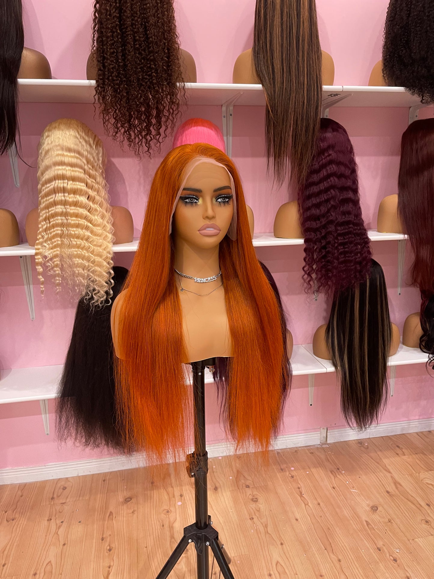 26inch ginger straight full frontal lace wig