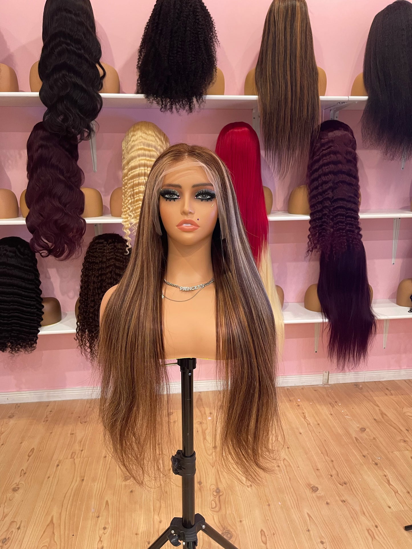 Highlight 4/27 straight full frontal lace wig