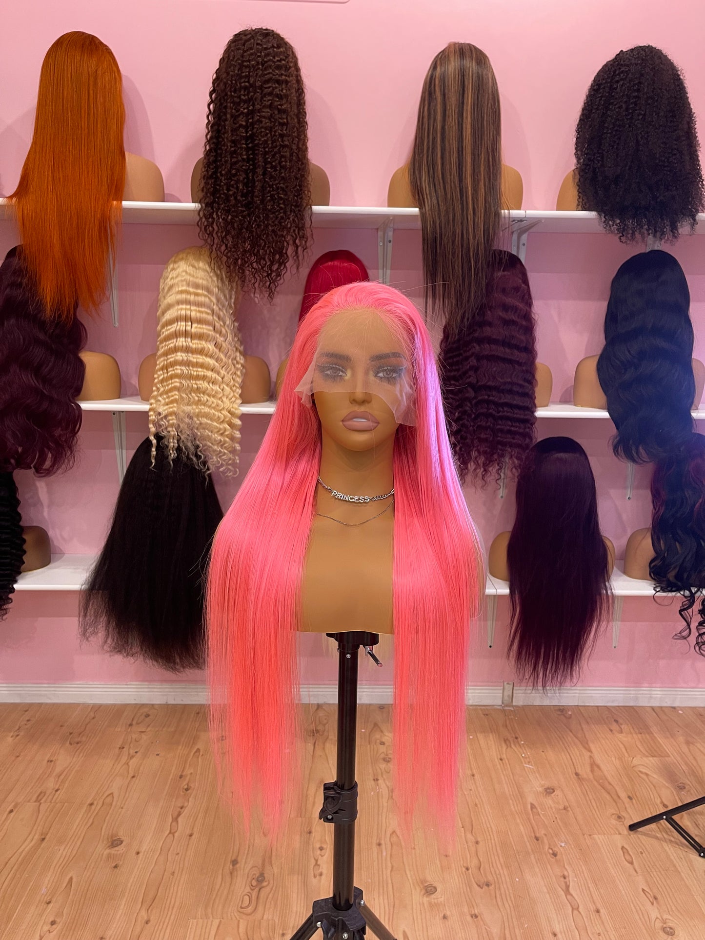 30inch pink color full frontal 13x4 wig