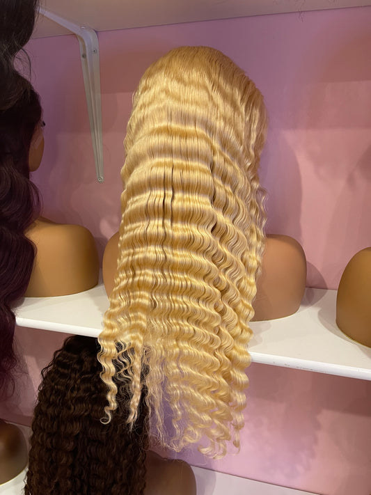 24inch blonde deep wave Hd lace full frontal 13x4 wig