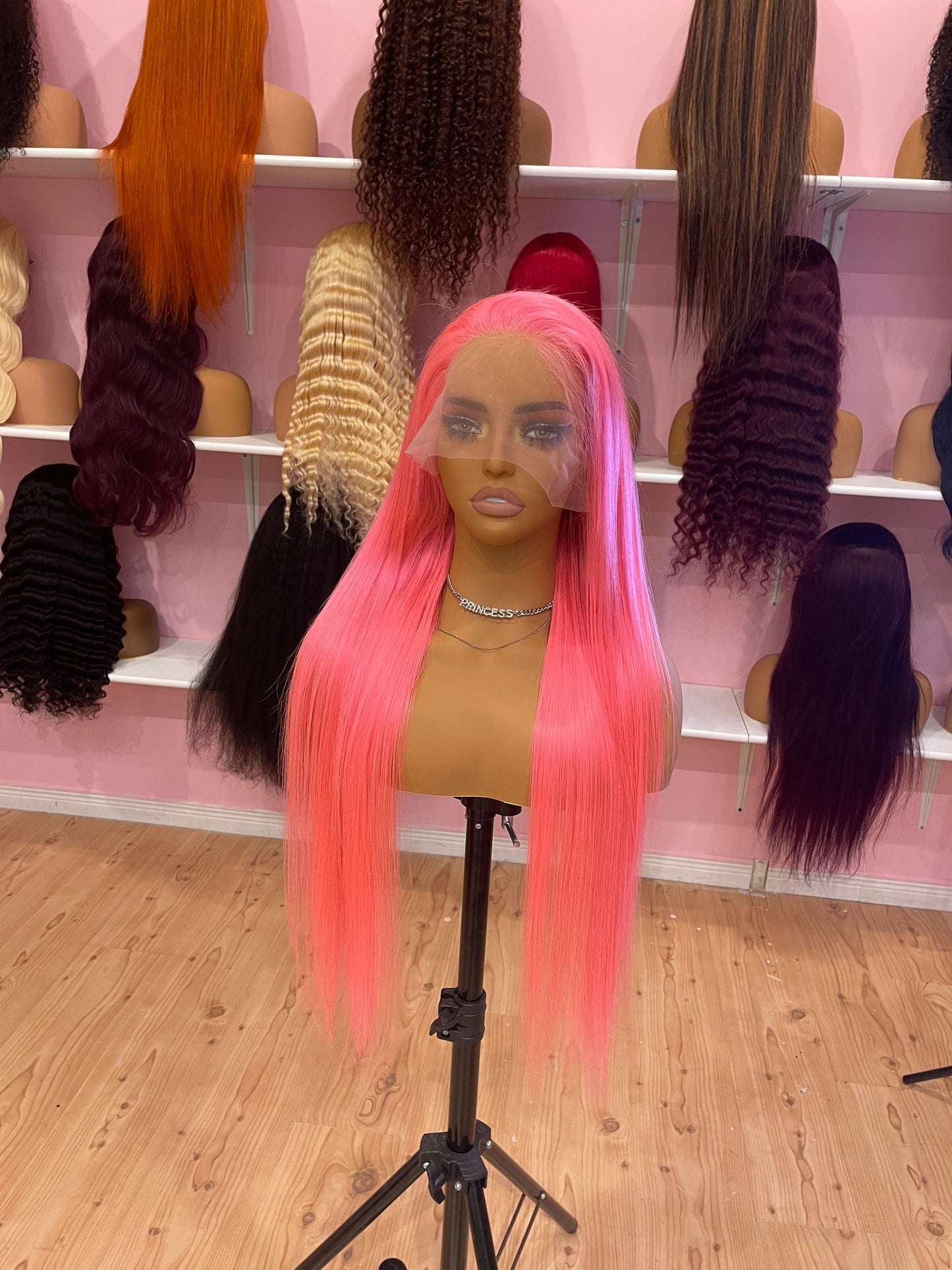 30inch pink color full frontal 13x4 wig