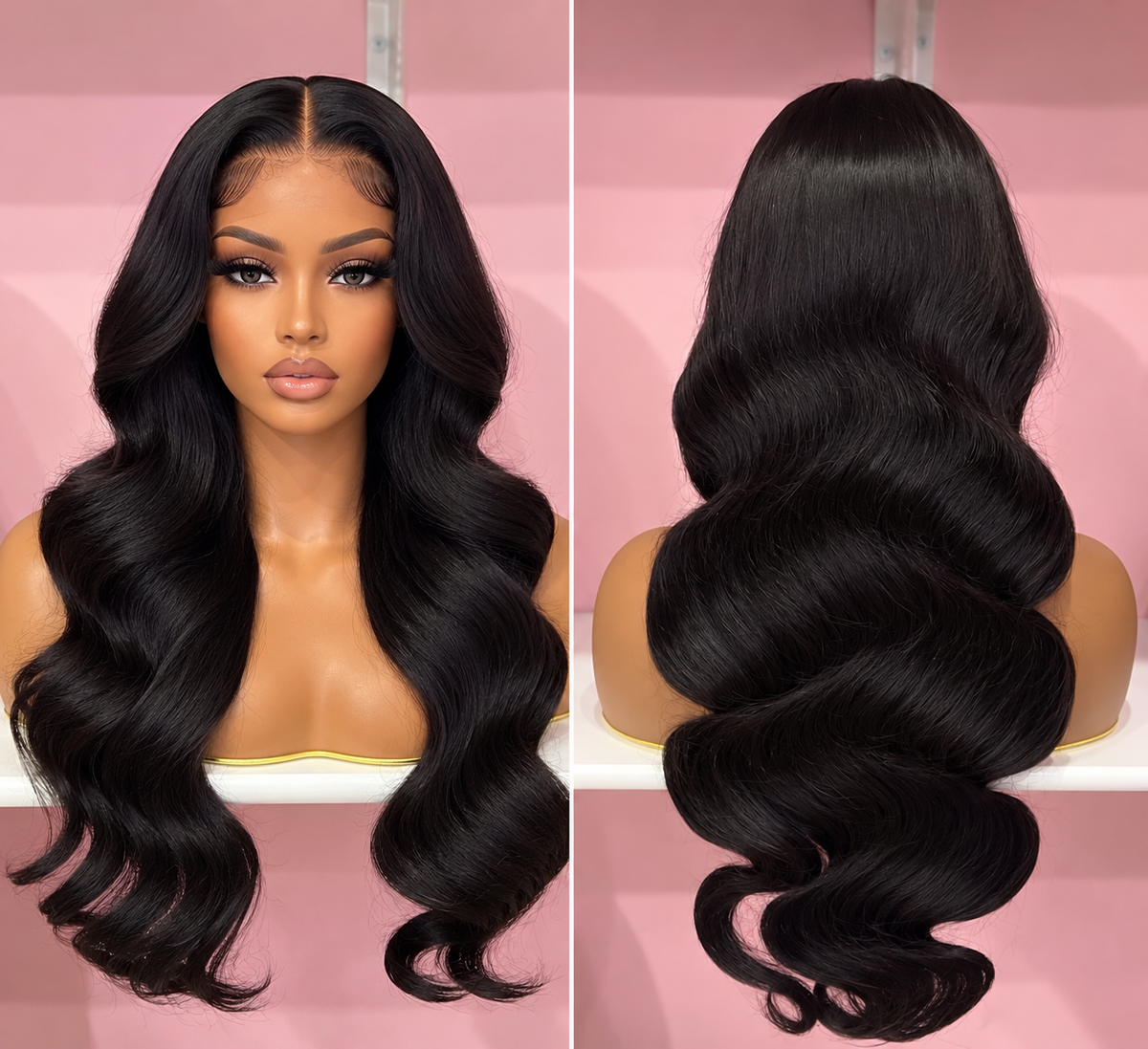 Toronto Diva Human Hair Body Wave HD Lace 6x6 Closure Glueless Wig – Natural Black 1B