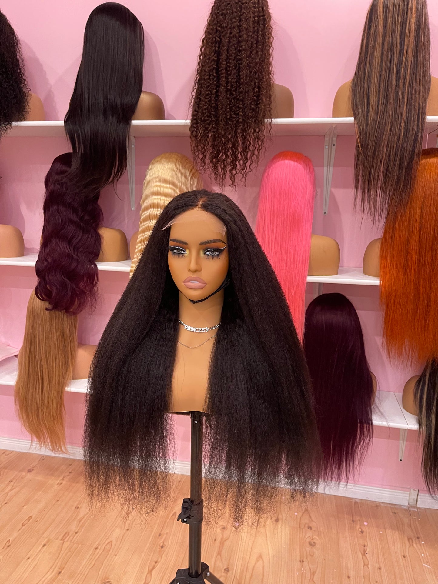 kinky straight Hd 5x5 closure lace glueless human hair wig