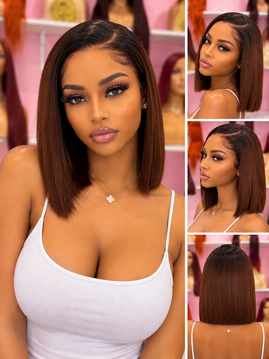 Toronto Diva Human Hair 10” 1B/#4 Brown Straight Bob HD 5x5 Glueless Human Hair Wig
