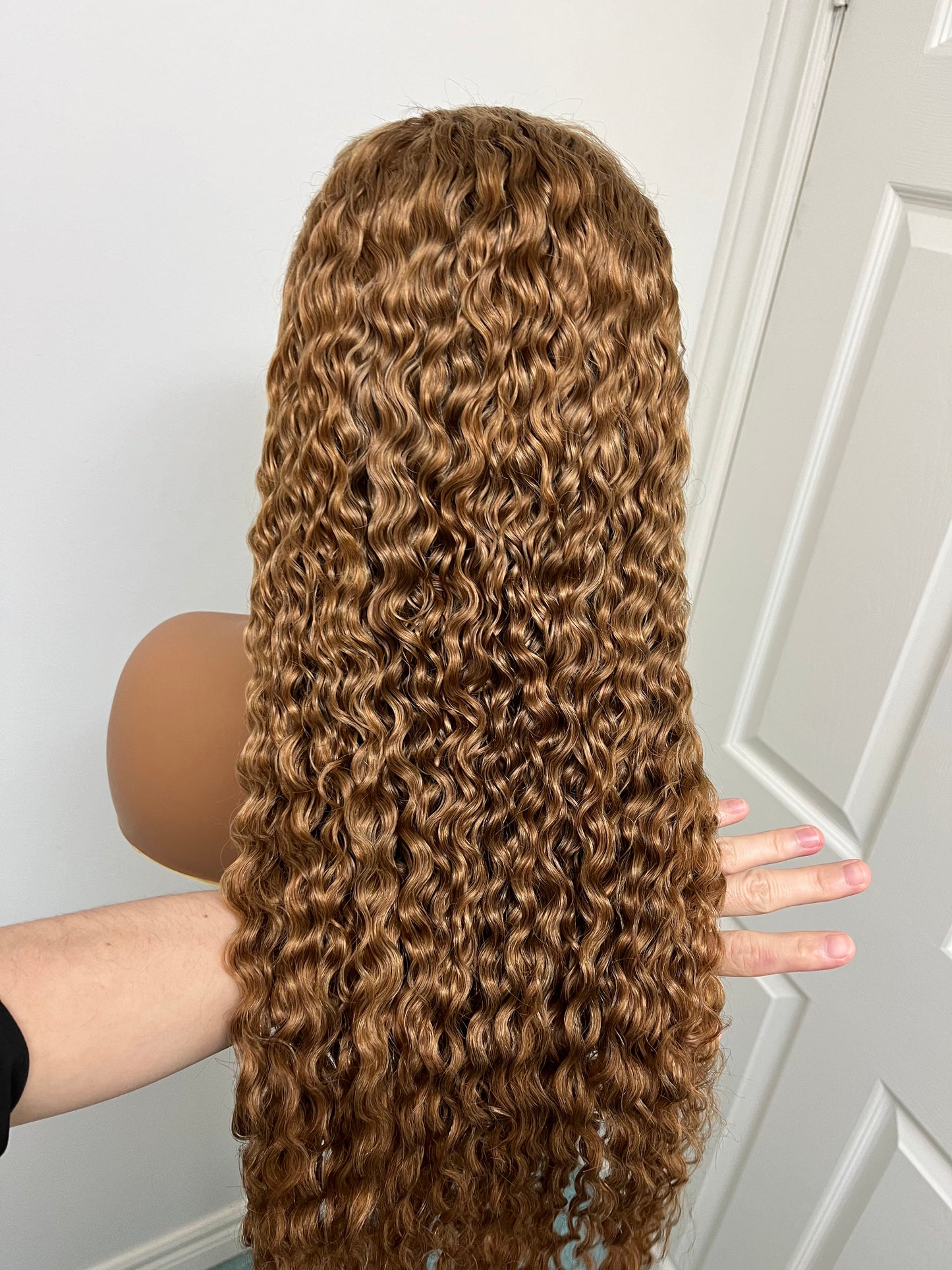 26inch honey blonde curly full frontal lace wig