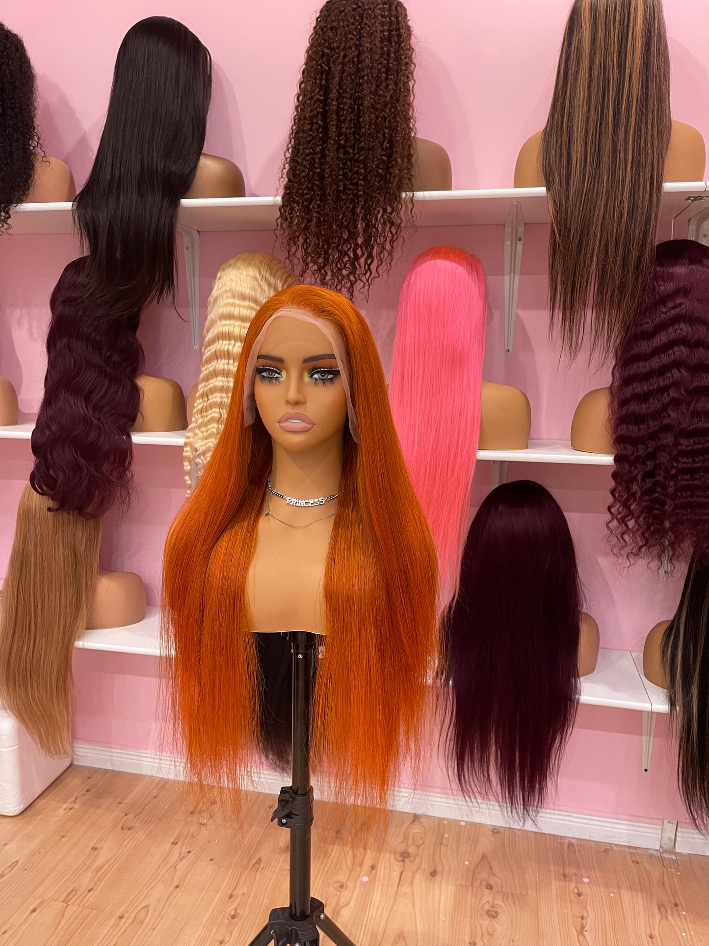 26inch ginger straight full frontal lace wig