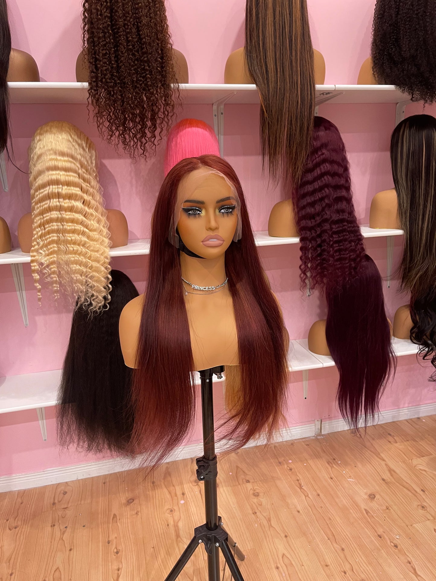 24inch reddish brown straight full frontal lace wig