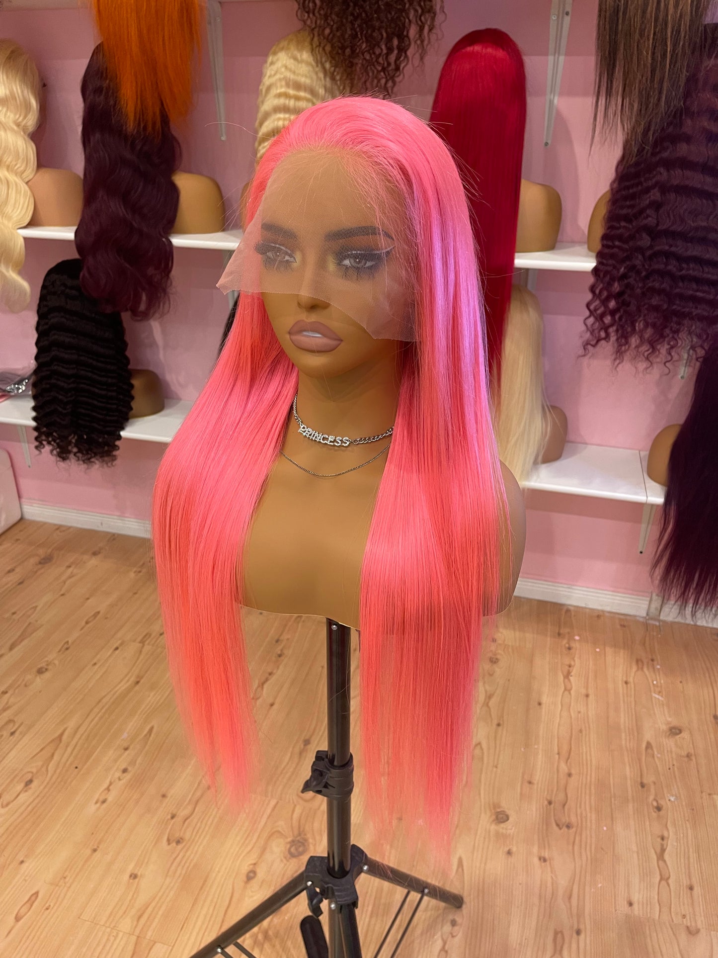 30inch pink color full frontal 13x4 wig