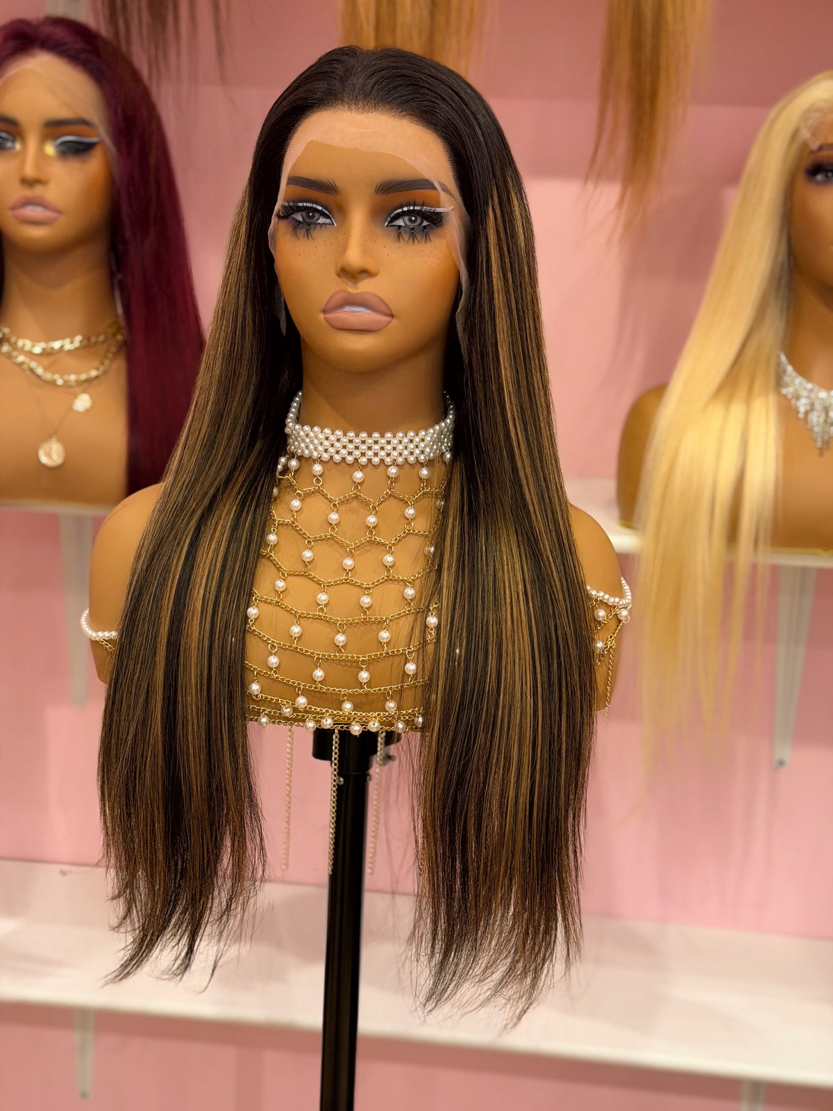 24” Highlight 1P27 Human Hair Transparent Lace Full 13x4 Frontal Wig | 200% Density – Diva Human Hair Toronto
